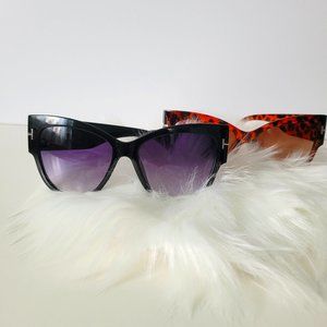 2 Pairs Cat Eye Sunglasses( Black& Leopard)